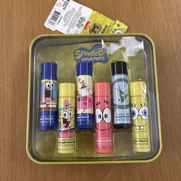 Spongebob Squarepants - 6 Flavored Lip Balm‎ Set - In Collectible Spongebob Tin - Picture 1 of 5